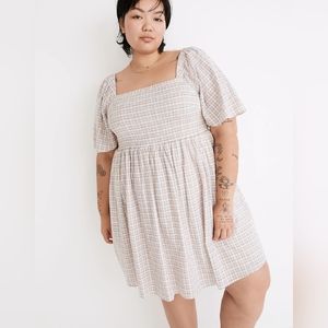 Madewell Plus (Size 2X) Seersucker Lucie Tie-Back Mini Dress in Plaid